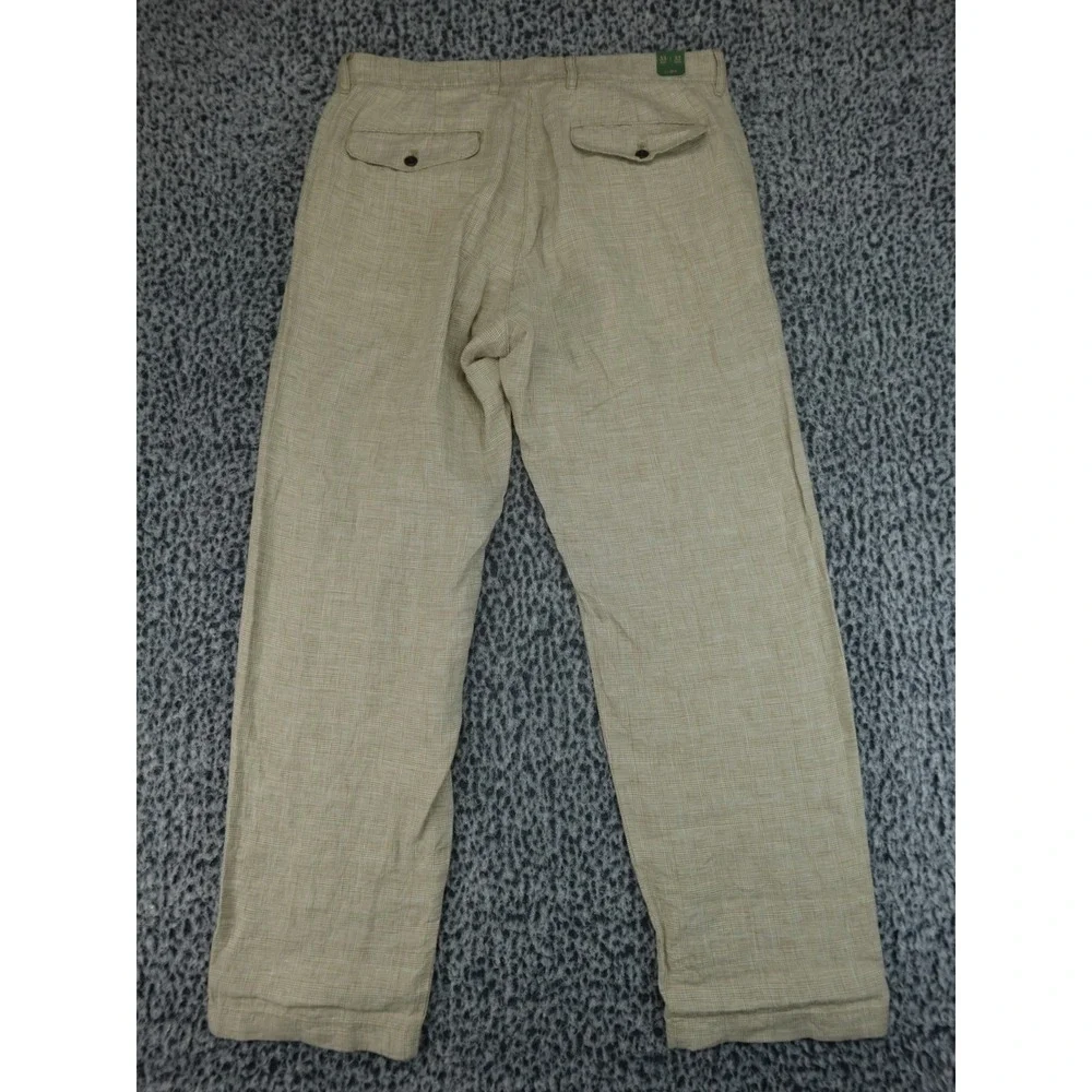 J.Crew Mens 33x32 Classic Fit Linen Trouser Beige Glen Check Plaid Pants 2024 - Picture 13 of 16